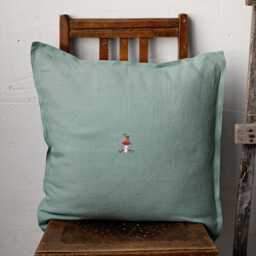Mint Linen Pillowcase Hand Embroidered Christmas Decor - thumbnail 2