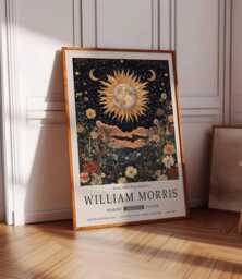 William Morris Poster, Sun & Moon Print, Floral Botanical Decor, Spiritual Wall Art - thumbnail 1