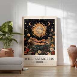 William Morris Poster, Sun & Moon Print, Floral Botanical Decor, Spiritual Wall Art - thumbnail 2