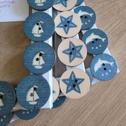 Blue & White Wooden Nautical Themed Button Photo Frame 4 X 6 Inches - thumbnail 1