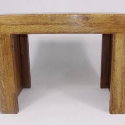 Stool Stand Side Table Footstool Made Of Solid Oak Wood Rustic Wooden Bench - thumbnail 4