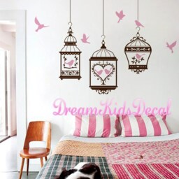 Birdcage Wall Decals, Bird Silhouette Stickers, Removable Art - thumbnail 3