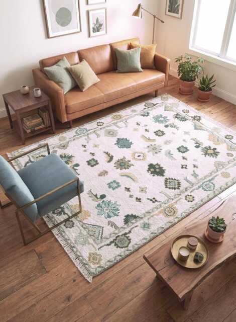 Handmade Wool Oushak Rug, Traditional Turkish Floral Design, Pink Multicolor Area Rug - image 1