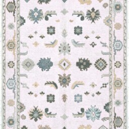 Handmade Wool Oushak Rug, Traditional Turkish Floral Design, Pink Multicolor Area Rug - thumbnail 2