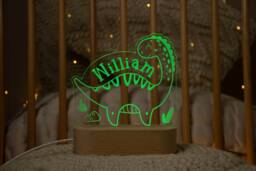 Dinosaur Night Light - Personalised Children's Kids Toddler Children Bedside Nightlight - thumbnail 1