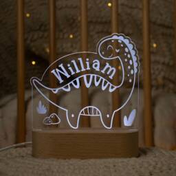 Dinosaur Night Light - Personalised Children's Kids Toddler Children Bedside Nightlight - thumbnail 3