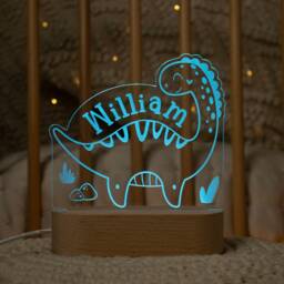 Dinosaur Night Light - Personalised Children's Kids Toddler Children Bedside Nightlight - thumbnail 2
