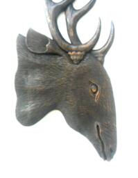 "Handmade Teak Wood Hand Carved Deer Head Carving Wall Hanging Art Home Decor/Gift 27""x9.75" - thumbnail 1
