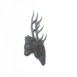 "Handmade Teak Wood Hand Carved Deer Head Carving Wall Hanging Art Home Decor/Gift 27""x9.75" - thumbnail 2