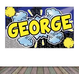 Personalised Bespoke Name Bubble Text Comic Superhero Style Self Adhesive Sticker Decal Print Design Wall Kids Room Nursery Games Den