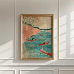 Canoe River Poster, Reed Marsh Landscape Print, Nature Wall Art - thumbnail 3