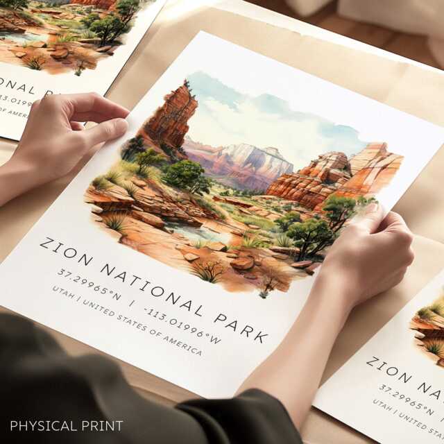 Zion National Park, Utah Travel Poster, Parks Canyon, Posters, Wall Prints, Decor - image 1