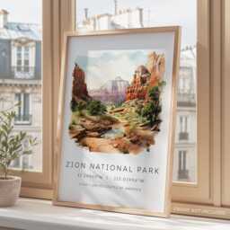 Zion National Park, Utah Travel Poster, Parks Canyon, Posters, Wall Prints, Decor - thumbnail 3