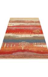 Cotton Turkish Kilim Rug Recycled Washable Flatweave, Bohemian Decor - thumbnail 1