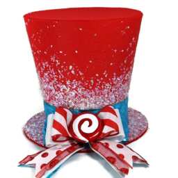 Red Top Hat Christmas Tree Topper Candy Cane Holiday Decor - thumbnail 4