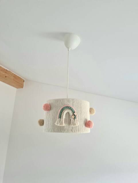 Rainbow Nursery Lampshade Macrame Bohemian Light Fixture - image 1