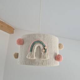 Rainbow Nursery Lampshade Macrame Bohemian Light Fixture - thumbnail 3