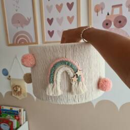 Rainbow Nursery Lampshade Macrame Bohemian Light Fixture - thumbnail 2