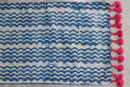 Handmade Indigo Dhurrie Rug Traditional Indian Handwoven Cotton Rug