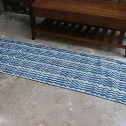 Handmade Indigo Dhurrie Rug Traditional Indian Handwoven Cotton Rug - thumbnail 2
