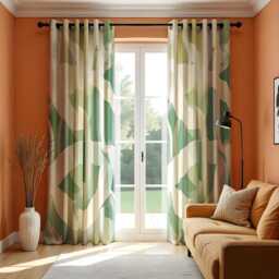 Green Abstract Curtains, Modern Swirl Pattern Drapes, Bold Artistic Custom Made Panels, Contemporary Window Treatment For Living Room - thumbnail 3