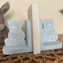 Wooden Engraved Teddy Bear Bookends. Home Decor For Nursery Or Child's Bedroom - thumbnail 2