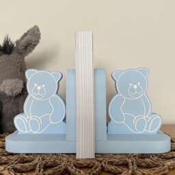 Wooden Engraved Teddy Bear Bookends. Home Decor For Nursery Or Child's Bedroom - thumbnail 1