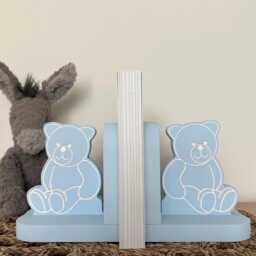 Wooden Engraved Teddy Bear Bookends. Home Decor For Nursery Or Child's Bedroom - thumbnail 3