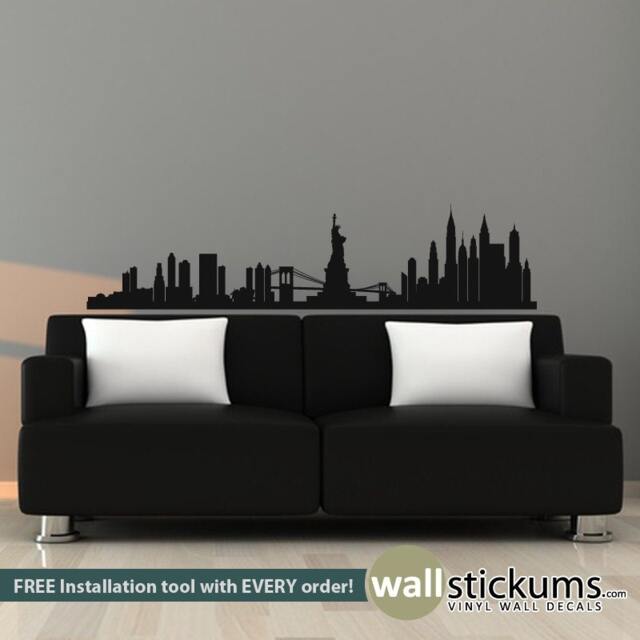 New York Skyline Vinyl Wall Decal - Empire State, Statue Of Liberty - image 1
