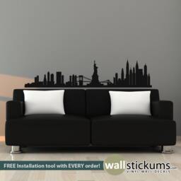 New York Skyline Vinyl Wall Decal - Empire State, Statue Of Liberty - thumbnail 1