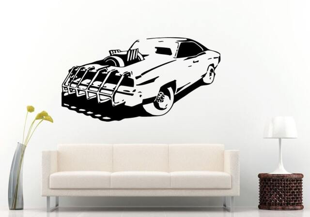 American Muscle Car With Ram & Engine Motor Air Intake Coming Out Of The Hood Wall Decal Vinyl Sticker Mural Room Decor L1273 - image 1