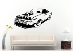 American Muscle Car With Ram & Engine Motor Air Intake Coming Out Of The Hood Wall Decal Vinyl Sticker Mural Room Decor L1273 - thumbnail 1