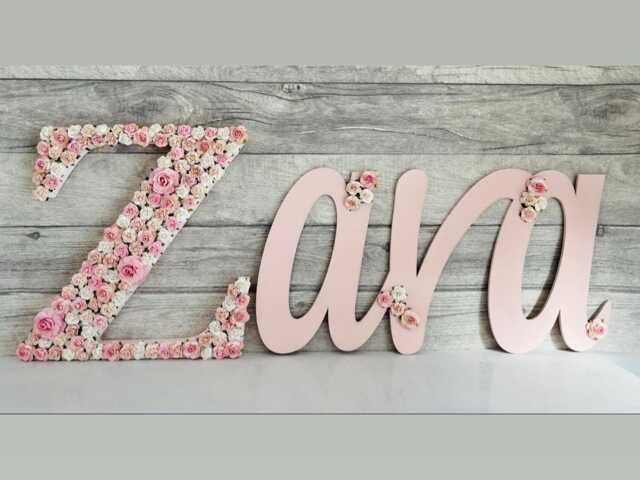 Personalised Name Door Sign, Wooden Girls Room Wall Art, Toy Box Name, Nursery Decor - image 1