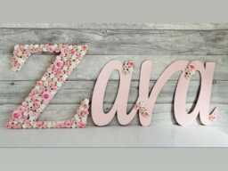 Personalised Name Door Sign, Wooden Girls Room Wall Art, Toy Box Name, Nursery Decor - thumbnail 1