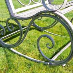 Garden Furniture - Antique Grey Metal Rocking Chair Ornate Seat Outdoor Vintage Style Patio Seating - thumbnail 4
