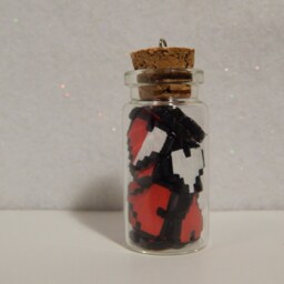 Miniature Polymer Clay Pixel Hearts in A Glass Bottle Figure Handmade Nintendo Art 8 Bit Retro Gaming Pin Charm - thumbnail 2
