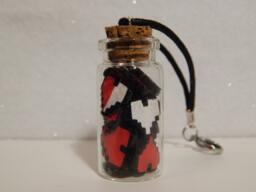 Miniature Polymer Clay Pixel Hearts in A Glass Bottle Figure Handmade Nintendo Art 8 Bit Retro Gaming Pin Charm - thumbnail 1