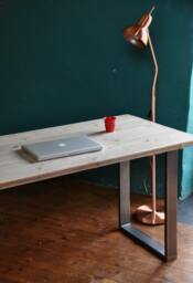 Reclaimed Wood Desk Industrial Steel Legs, Handmade Home Office Desk