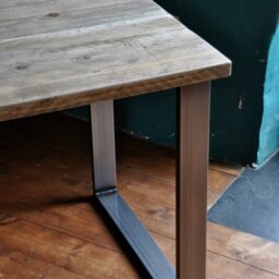 Reclaimed Wood Desk Industrial Steel Legs, Handmade Home Office Desk - thumbnail 2