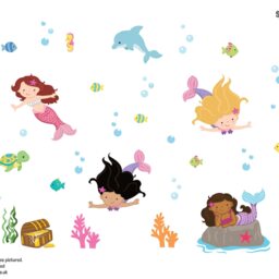 Colourful Mermaid Scene Wall Stickers, Underwater Decals, Stickers For Walls, Themed Room - thumbnail 2