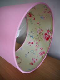 Pink Floral Lampshade Flowers Yellow Pinks Blues Handmade Fabric Silhoutte Drum Lamp Shade Ceiling Pendant Or Table Floor Various Sizes - thumbnail 1