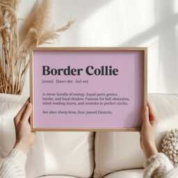Border Collie Definition Print - Funny Dog Lover Gift Christmas Pet Wall Art Owner Present Breed Typography - thumbnail 3