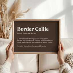 Border Collie Definition Print - Funny Dog Lover Gift Christmas Pet Wall Art Owner Present Breed Typography - thumbnail 2