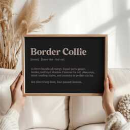 Border Collie Definition Print - Funny Dog Lover Gift Christmas Pet Wall Art Owner Present Breed Typography - thumbnail 1