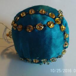 Teal Stained Glass Effect Christmas Ornament, Hand-Beaded, Shatterproof - thumbnail 4