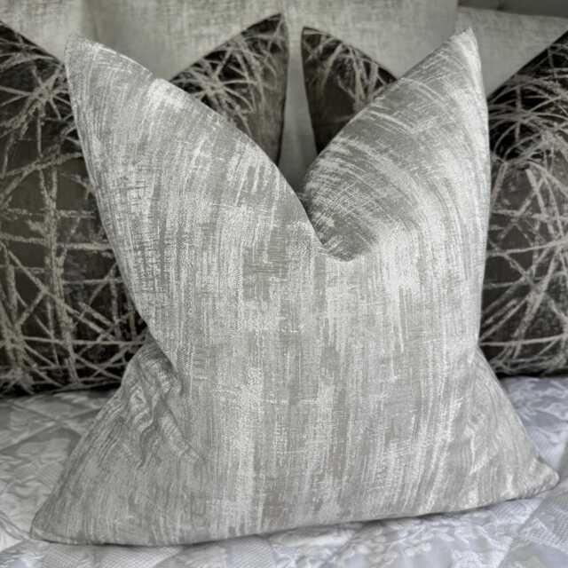 Elegant Grey - Silver Shimmer Scatter Cushion Cover - Luxury Designer Fabric For Sofa Bed Decor Laura Ashley Whinfell - image 1