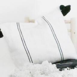 Handwoven Moroccan Cotton Pom Blanket, King Bed Cover - thumbnail 4
