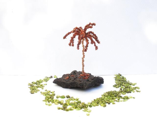 Gemstone Goldstone Canary Islands Palm Tree On Volcanic Lava - Lanzarote Sculpture - image 1