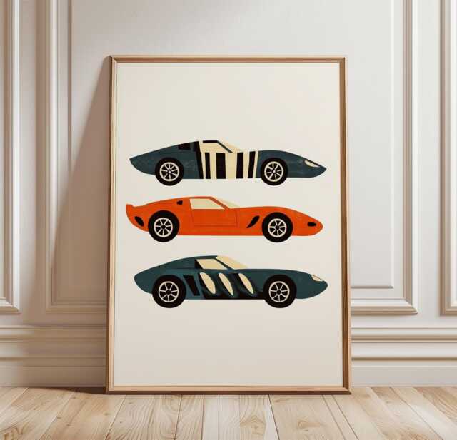 Vintage Sports Car Poster, Retro Racing Print, Automotive Wall Art - image 1