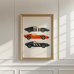 Vintage Sports Car Poster, Retro Racing Print, Automotive Wall Art - thumbnail 2